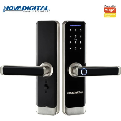 Fechadura Digital Biométrica WiFi Nova Digital com Senha Tag App Tuya Smart Touch Eletrônica Inteligente Porta Segura