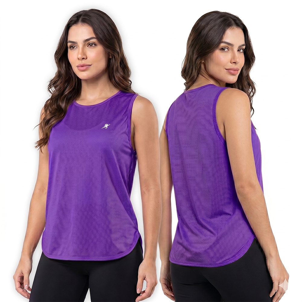 Regatão Fitness Feminino Dry Fit Longa com Recorte Leve Respirável