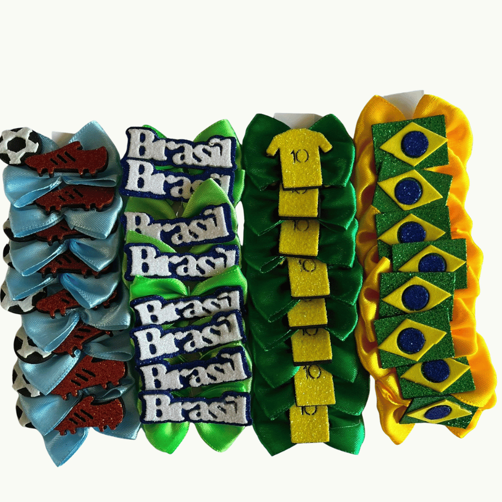 Laços Pet Kit 64/32 unidades Copa do Mundo Mãe de Pet