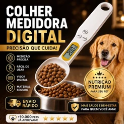 Colher Balança Digital Para Cozinha e Ração Pet Medidor de Precisão 500g Pegador Alimento Portátil Prática Fácil Usar