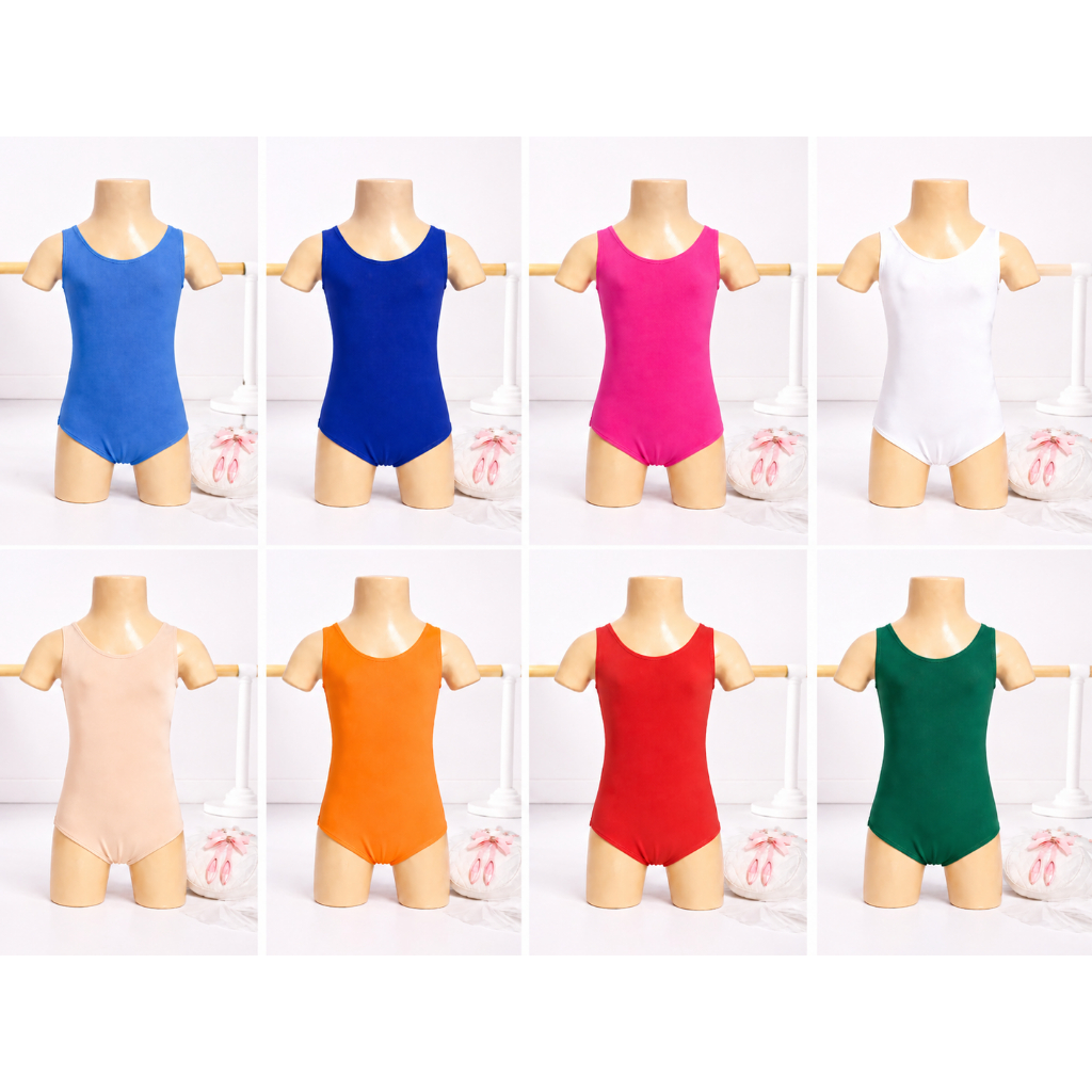 Collant Body Ballet Jazz Dança  - Infantil- Azul-Azul Bic- Rosa Pink- Branco- Bege-Rosa Claro-Alaranjado-Verde Bandeira
