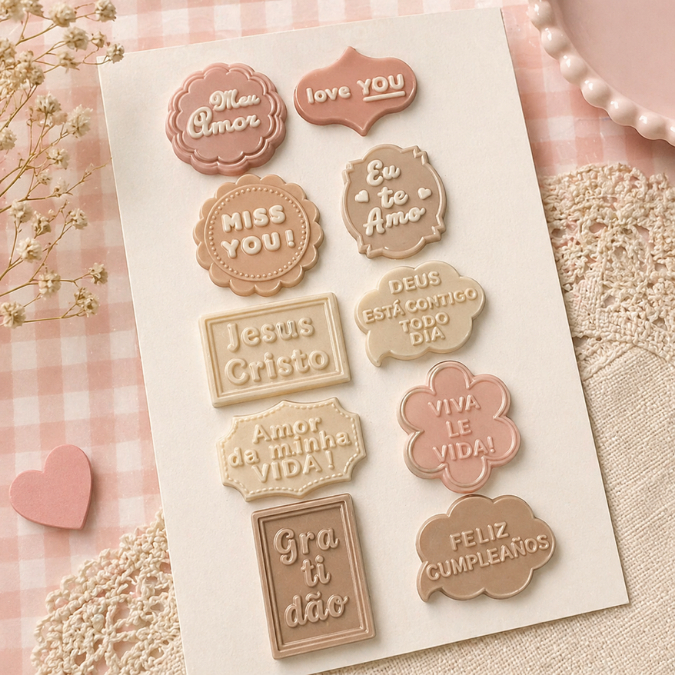 1 ~ 5 PLACA FORMA P/ CHOCOLATE: 1 PLAQUINHAS SENTIMENTOS "2" - LANÇAMENTO PORTO FORMAS COD P875 (CHOCO) · foto 2
