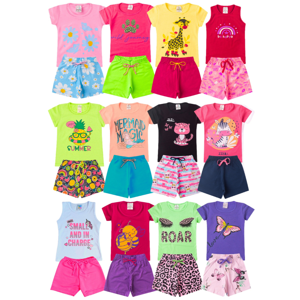 Kit de 2, 6 ou 10 Peças Sortido de Roupa Infantil Menina Conjunto Verão Feminino · foto 2