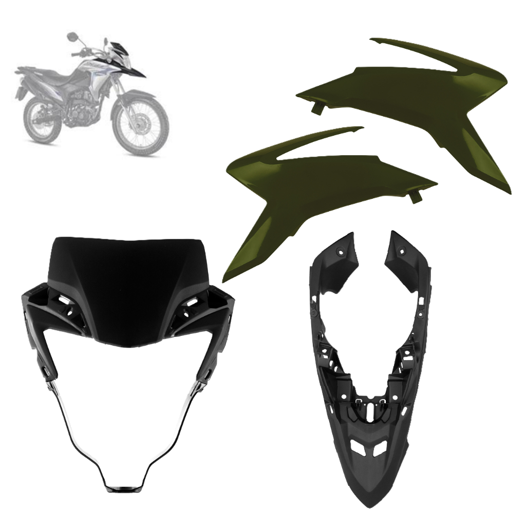 Kit Carenagem Paralama Superior Lateral Bananinha do Farol moto Xre 190 2016 a 2019