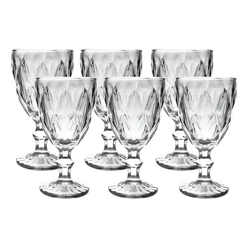 Jogo Taça Diamond Premium Vidro Reforçado Taça Gin Drink Água Design Sofisticado Bar Restaurante