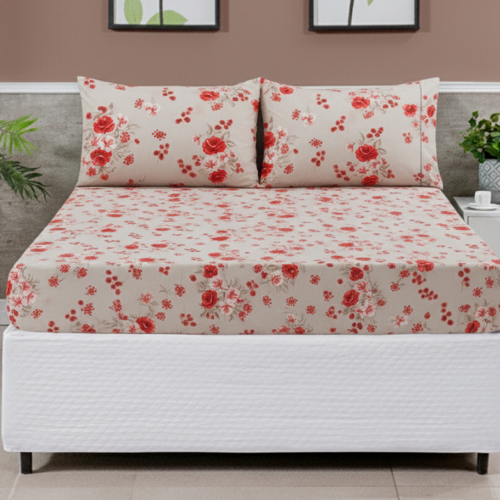 Jogo de Lençol Casal Roupa de Cama Estampado Solteiro 3 peças Cama Posta Queen Toque Suave