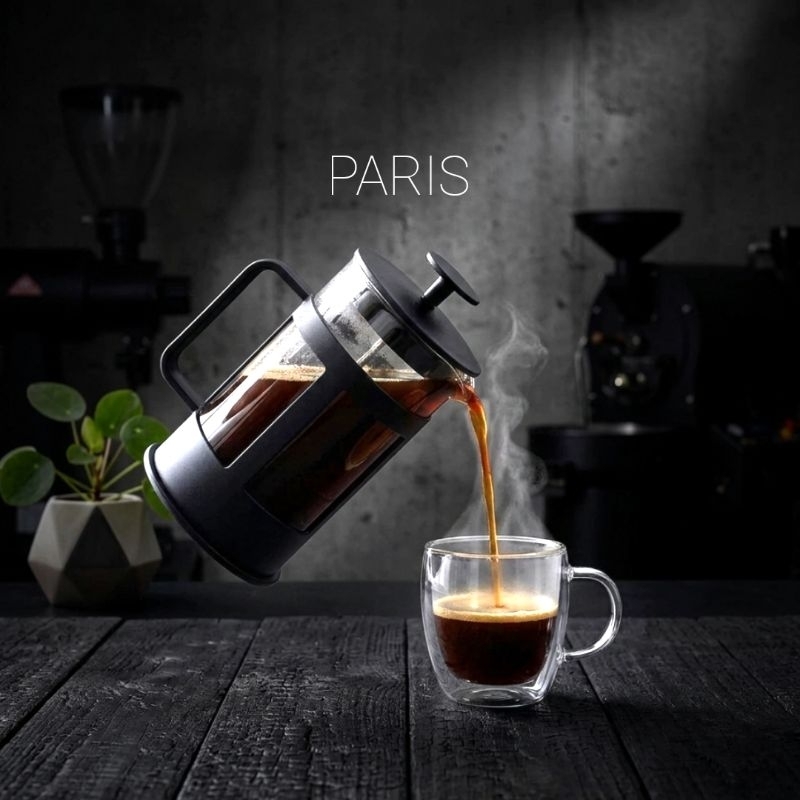 ORIGINAL | Cafeteira Paris Prensa Francesa | Cafeteira Metal e Vidro de Luxo Importado Preta
