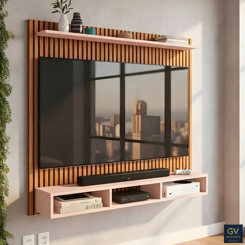 Painel Ripado 3D para TV 50 Polegadas Florença – Elegância e Funcionalidade para Sala e Quart