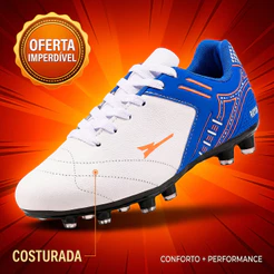 Chuteira em Couro 100% Legitimo Campo Trava Resistente Costurada Original Fly Star R121-03