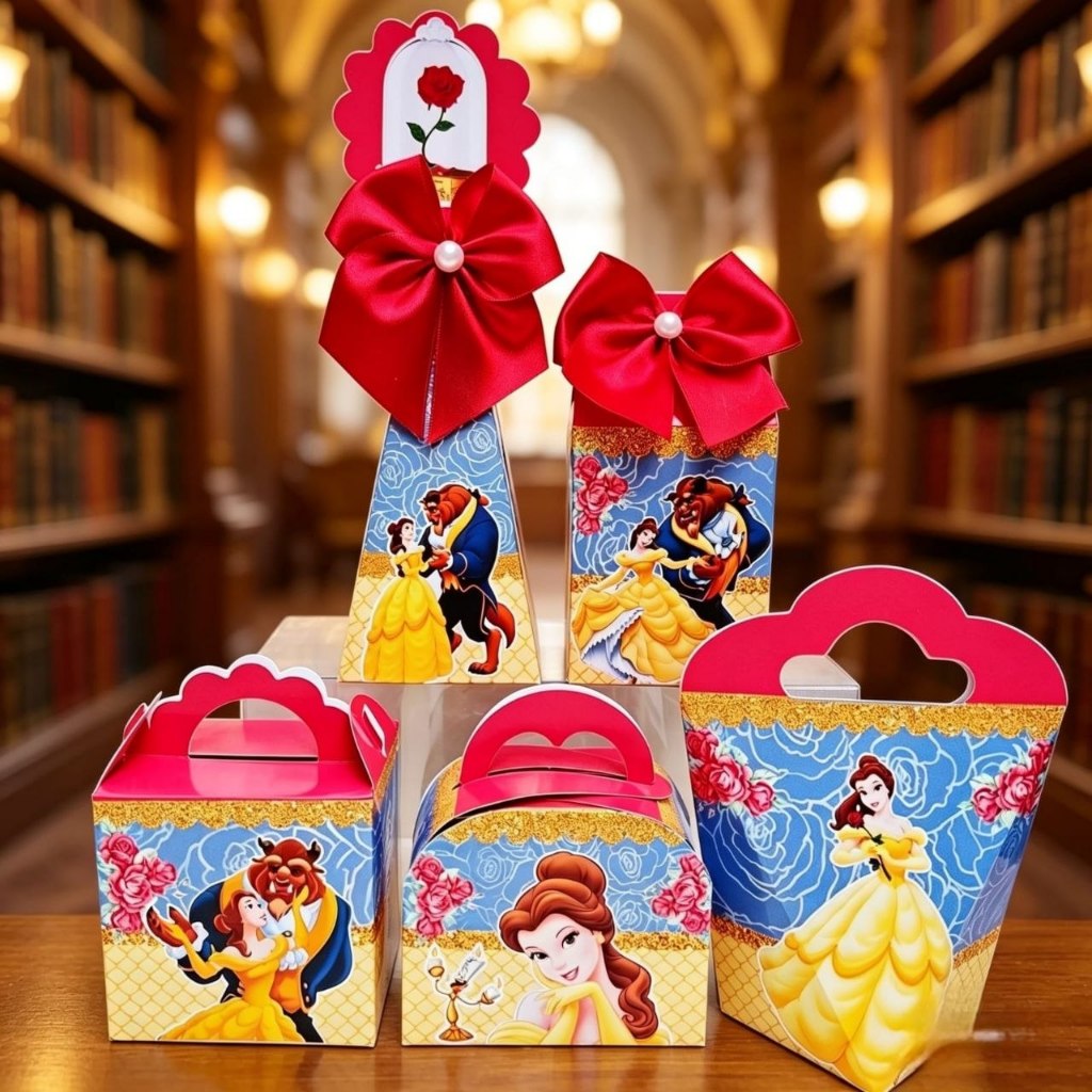 Kit Personalizados A BELA E A FERA PRINCESAS Pegue e Monte Caixinhas Lembrancinhas Festa Infantil Aniversário