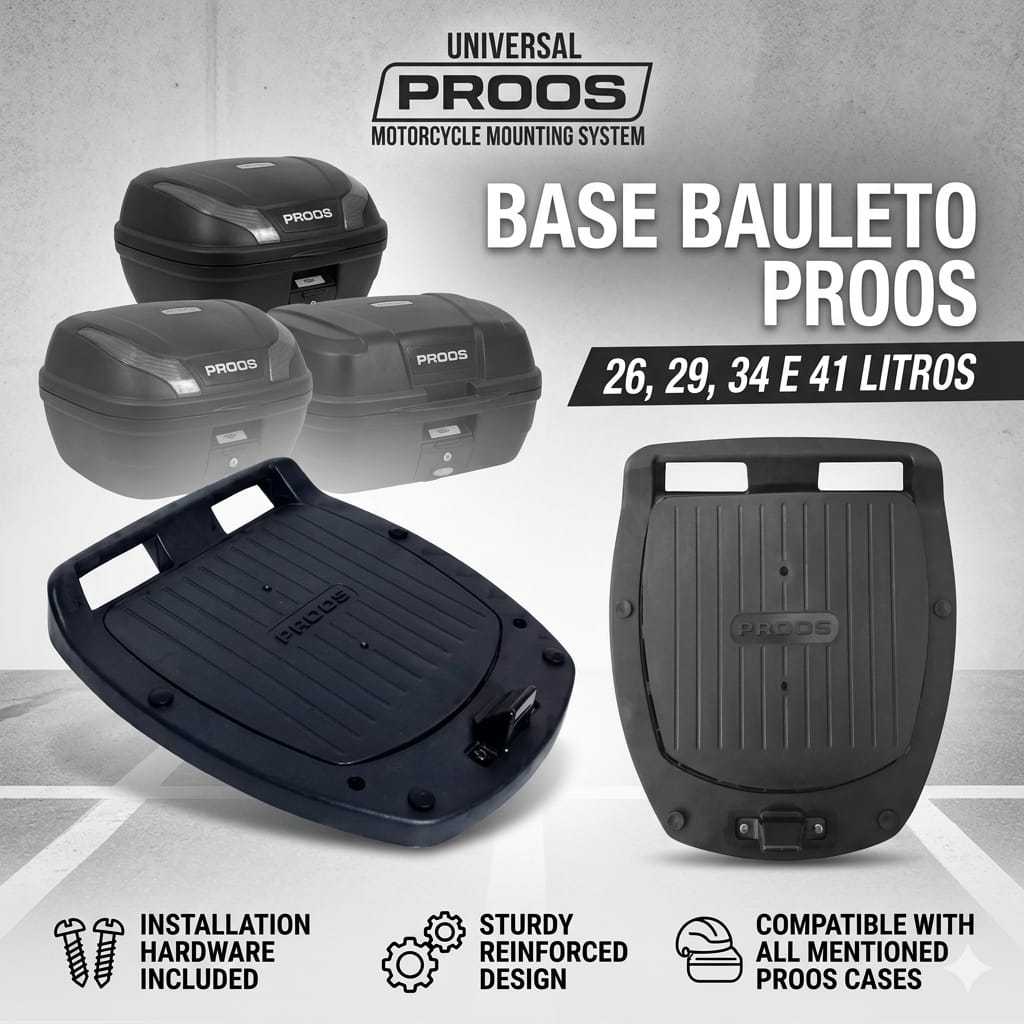 Suporte P/ Bauleto Base Baú Moto Motoboy Proos Awa 26 29 34 41 Litros Preta