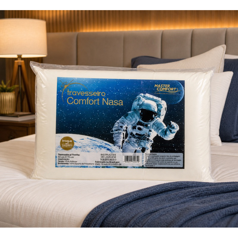Travesseiro NASA Anatômico Ortopédico p/fronha 50x70 Comfort Nasa Suporte Cervical alta Qualidade