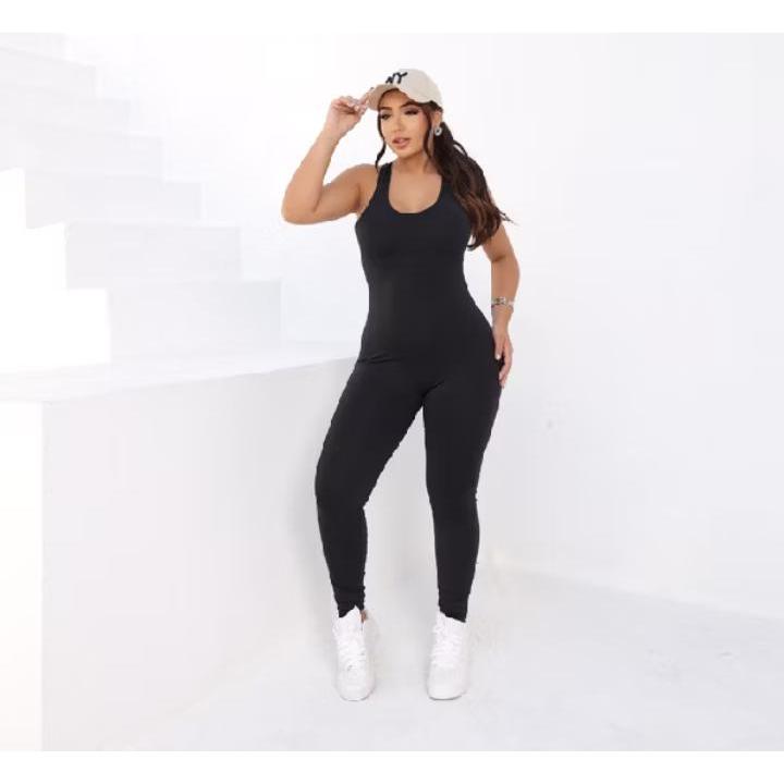 Macacão Fitness Feminino Longo Canelado Academia Modelador Sem Transparência  Poliamida Premium.