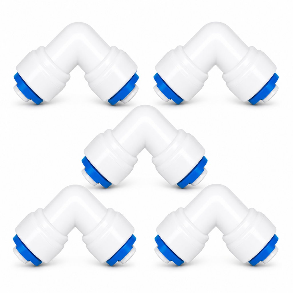 Kit 5 Conector Cotovelo Engate Rápido Mangueira 3/8 x 1/4 – Filtro de Água, Purificador