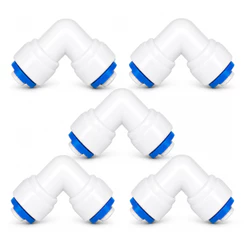Kit 5 Conector Cotovelo Engate Rápido Mangueira 3/8 x 1/4 – Filtro de Água, Purificador