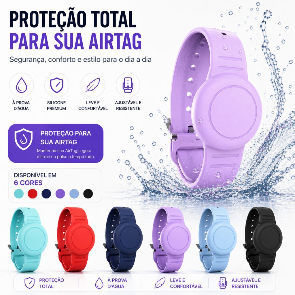 Pulseira De Silicone a Prova D'água para Rastreador Airtag
