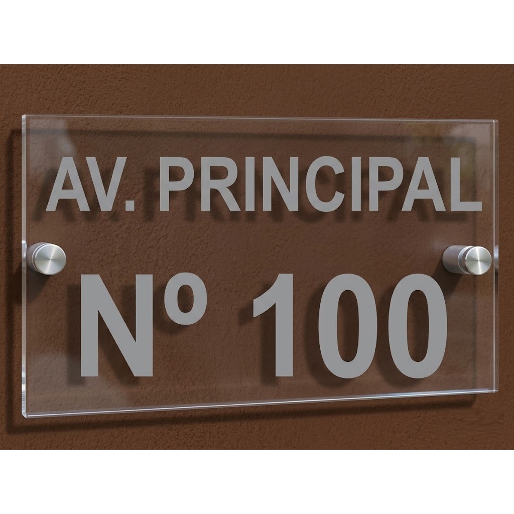 Placa Endereço Acrílico 20x15cm 4mm Residencial Casa Comércio