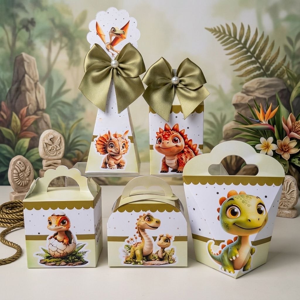 Kit Personalizados DINOSSAURO BABY CUTE MENINO Pegue e Monte Caixinhas Lembrancinhas Festa Infantil Aniversário