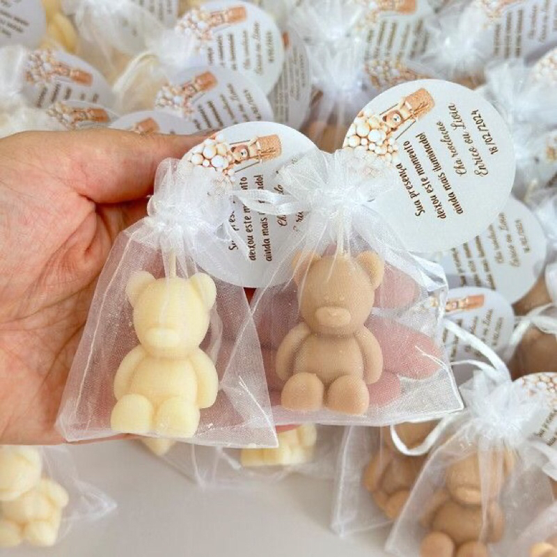 Vela Ursinho Aromática Personalizada Lembrancinha para Chá de Bebê, Nascimento, Batizado, Aniversário e Festas Especiais