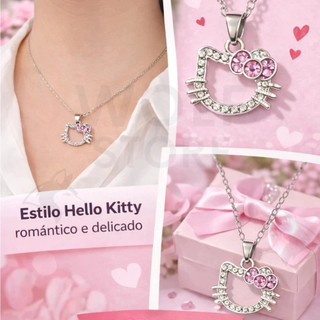 Kit2 Colar Hello Kitty Minimalista Elegante Feminino Presente