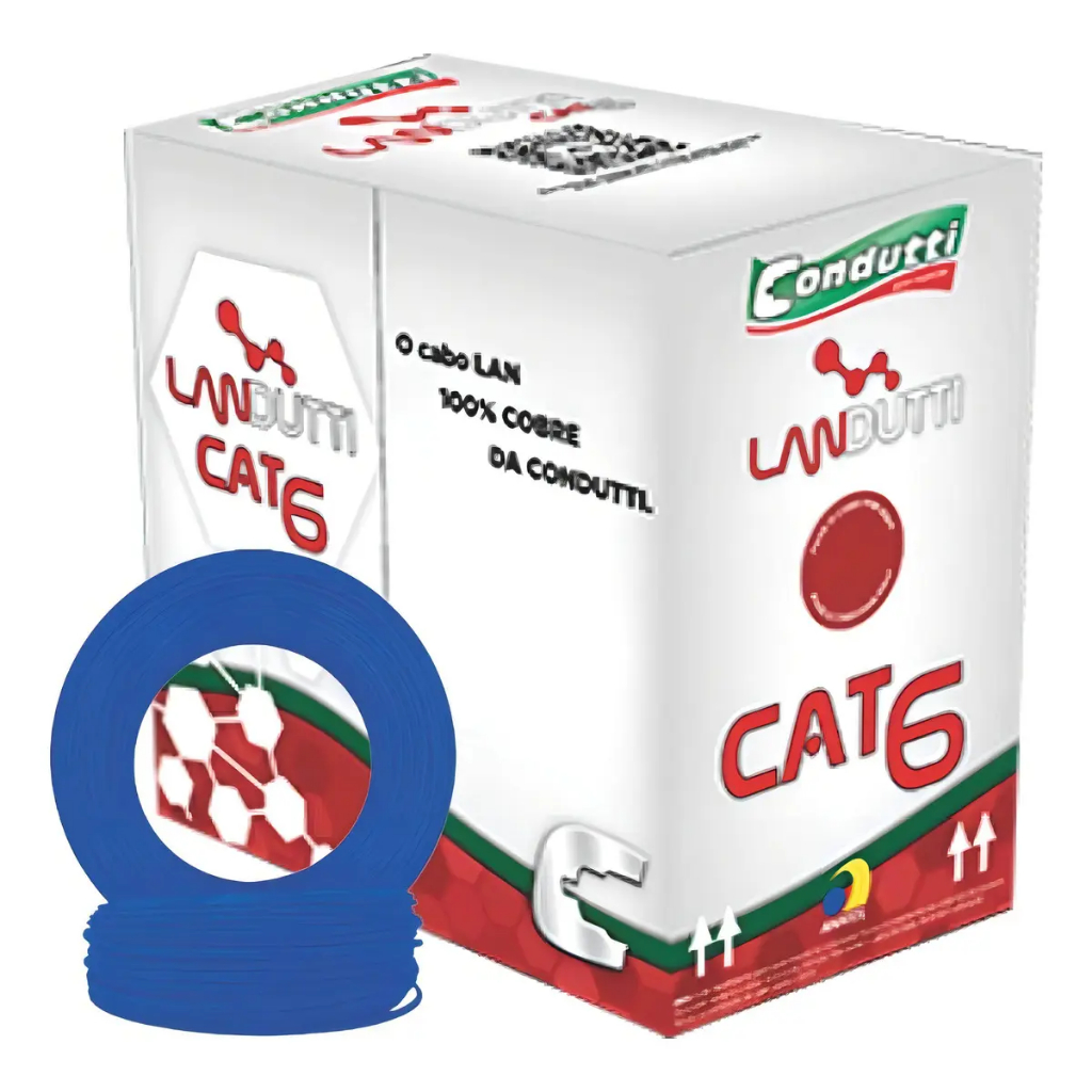 Cabo de Rede Cat6 Azul 305m 100% Cobre Condutti Landutti Anatel Alta Performance
