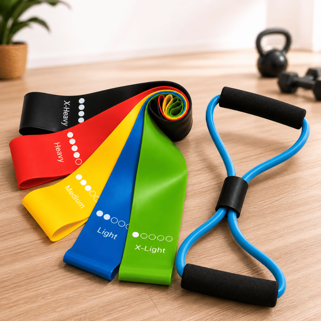 Kit 5 Elástico de Treino Mini Band + Elástico Tensão Extensor Exercício Treino Funcional Fisioterapia em Casa