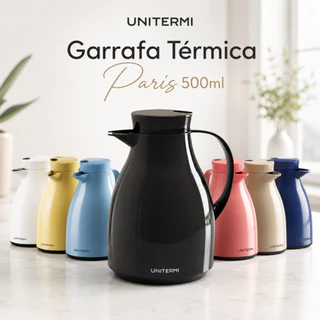 Garrafa Térmica de café 500ml unitermi chá leite água gatilho c/ Bico antigota Bule Paris cozinha ja
