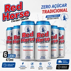 Energético Red Horse 473ml Zero Açúcar Original Lata Kit 6 12 24 Unidades