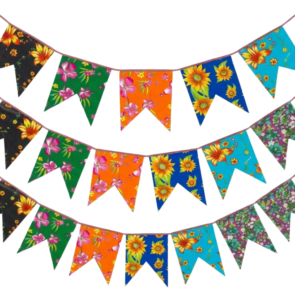 Bandeirinha Junina Plástico Chita Colorida Varal 6/12/24/36/48/60 Metros Atacado Tradicional