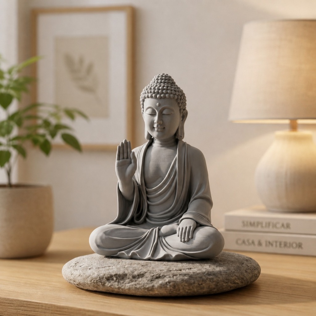 Imagem Estátua Buda Decorativo Zen Minimalista Jardim Meditação Feng Shui Casa