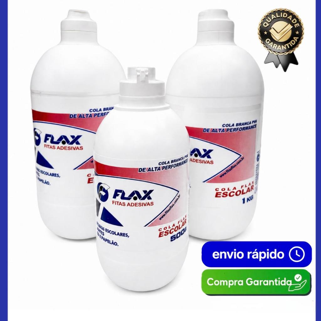 Cola Branca PVA Escolar  Artesanato 500g Ou 1kg Papel Cartolina Papelão