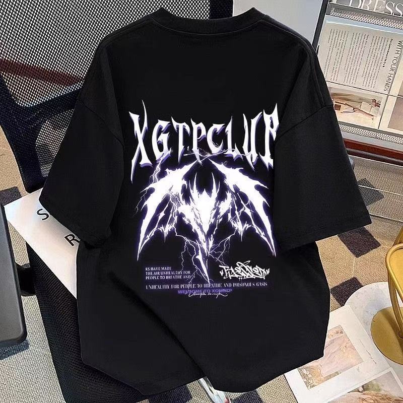Camiseta Masculina Oversize Preta Estampa Grafite Roxa Streetwear Algodão