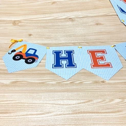 Bandeirola Banner Varal Personalizada / Caminhão Trator Maquinas / Decoração Aniversário Infantil