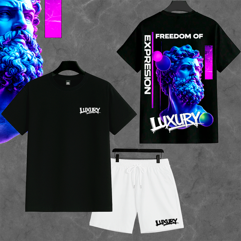 Conjunto Camiseta 30.1 + Bermuda Masculino Tactel Com elastano EXPRESION LUXURY streetwear lançamento