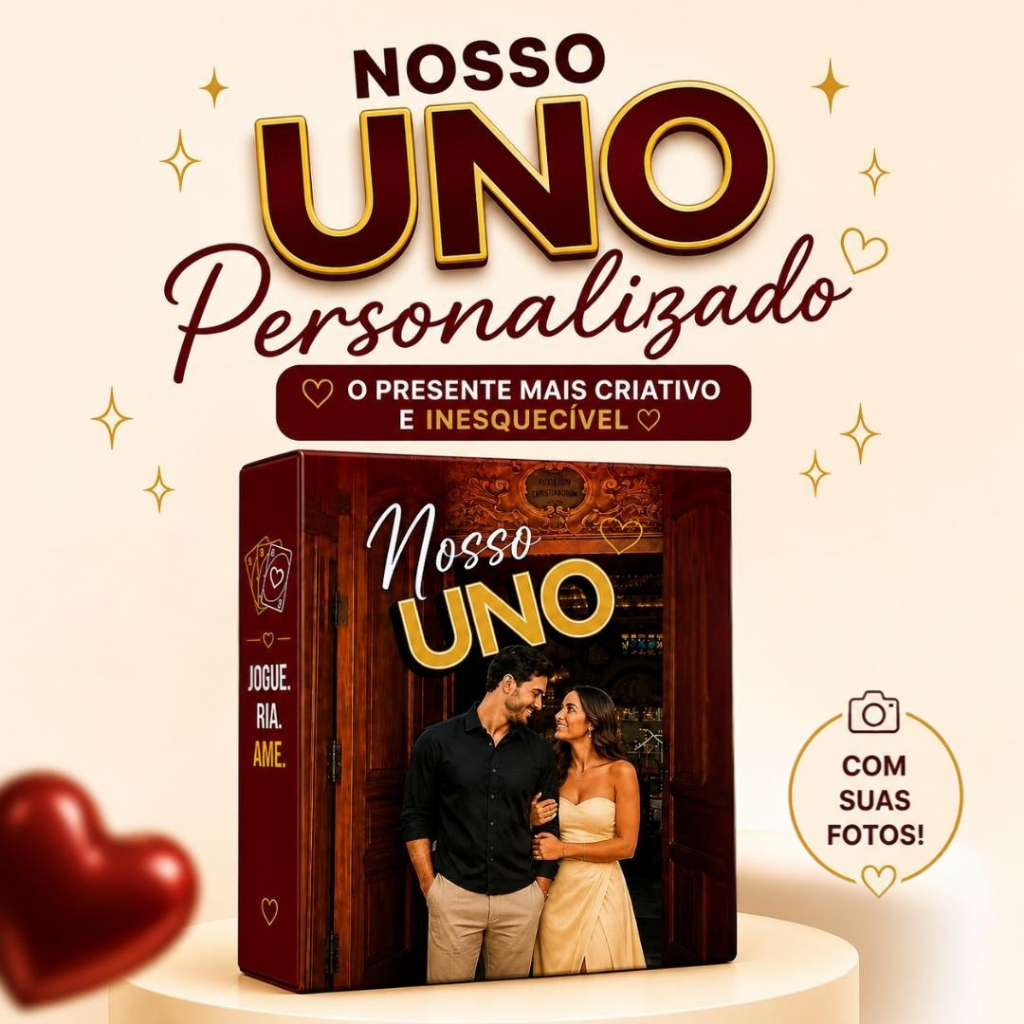 UNO PERSONALIZADO COM FOTOS DO CASAL ❤️ Presente Criativo, Romântico e Exclusivo com Nome e Data