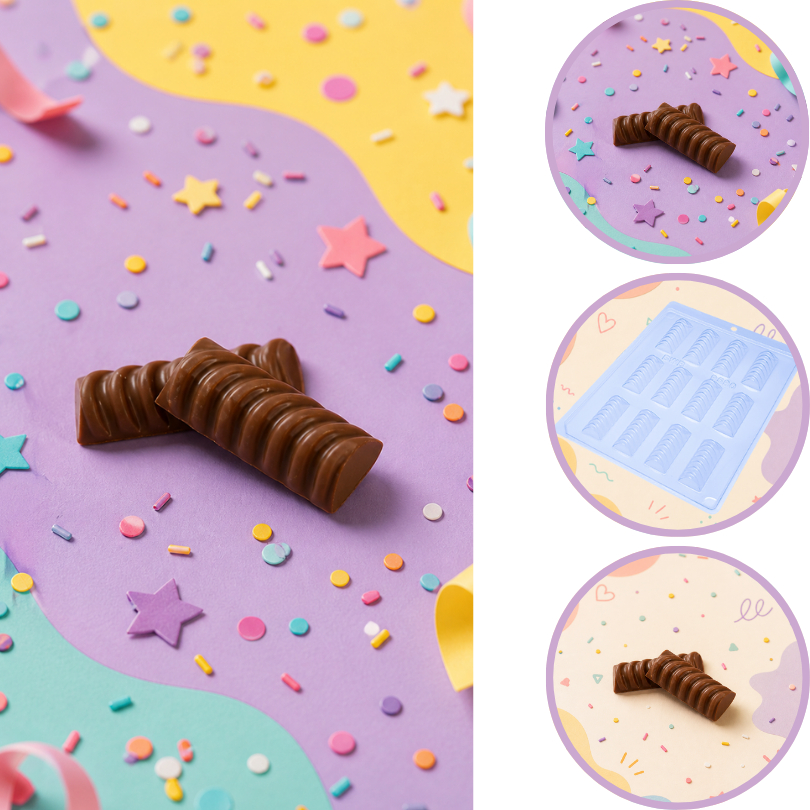 1~10 Forma Simples Bombom Detalhado13 (9590) - (A4) em Acetato BWB Para Doces de Chocolate e Confeitaria (CHOCO)