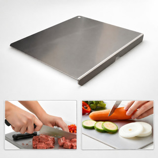Tábua Inox 304 58x38 com Dobra para Bancada Profissional Corte Carne Churrasco Cozinha Go…