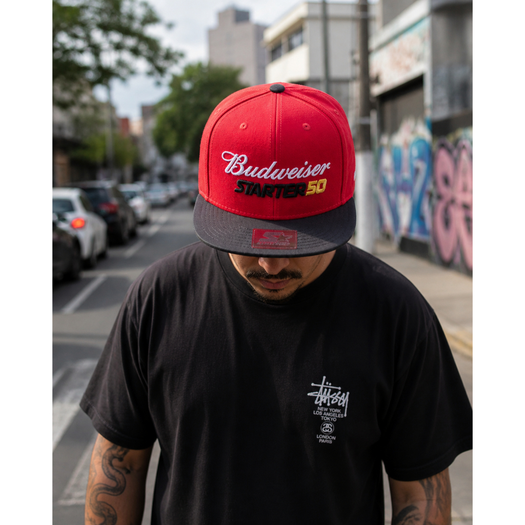 Boné Starter acessório  Budweiser Aba Reta Original Com Ajuste