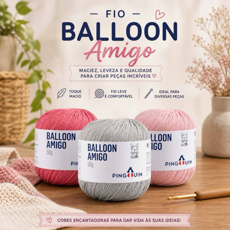 Fio Ballon Amigo Pingouin 50gramas 150 metros