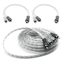 Kit 1 Cabo Rca 5m + 2y Dupla Blindagem Injetado Transparente TechOne Svart Som Carro Sem Ruídos