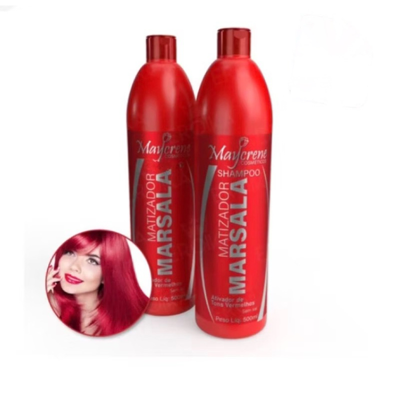 Kit Shampoo e Condicionador Matizador Marsala Maycrene Ativador de Tons Vermelhos 500ml