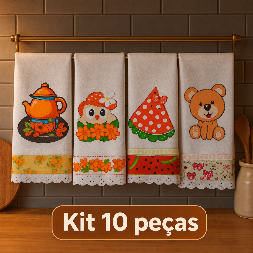 Pano de Prato Guardanapo Bordado Atacado Kit 10 peças Revenda