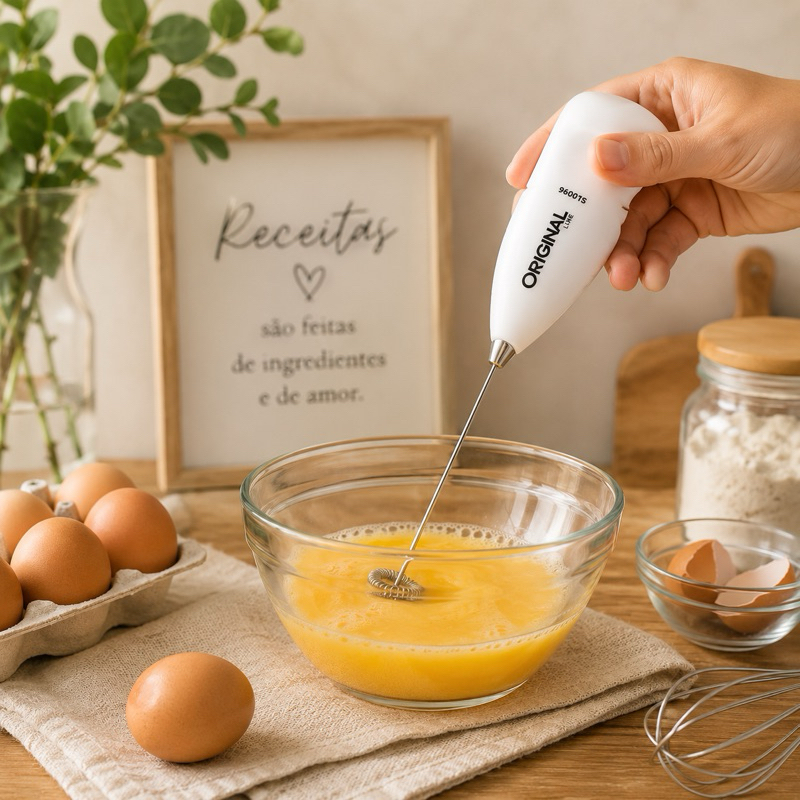 Mixer Misturador de Bebidas e Batedor de Ovos Portátil