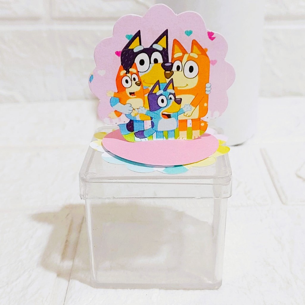 Aplique Painel 3D, Tag Personalizada  BLUEY ROSA Lembrancinha de Festa Infantil