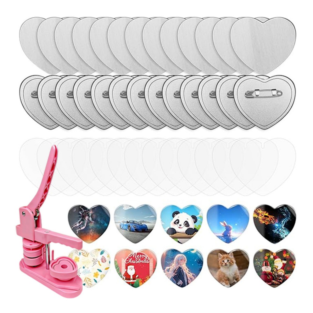 Kit com 100 Emblemas de Coração de Ferro para Bottons