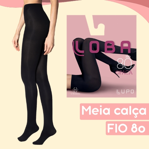 Meia Calça Fio 80 Adulto Opaca Lupo Preta Classica Inverno Quente