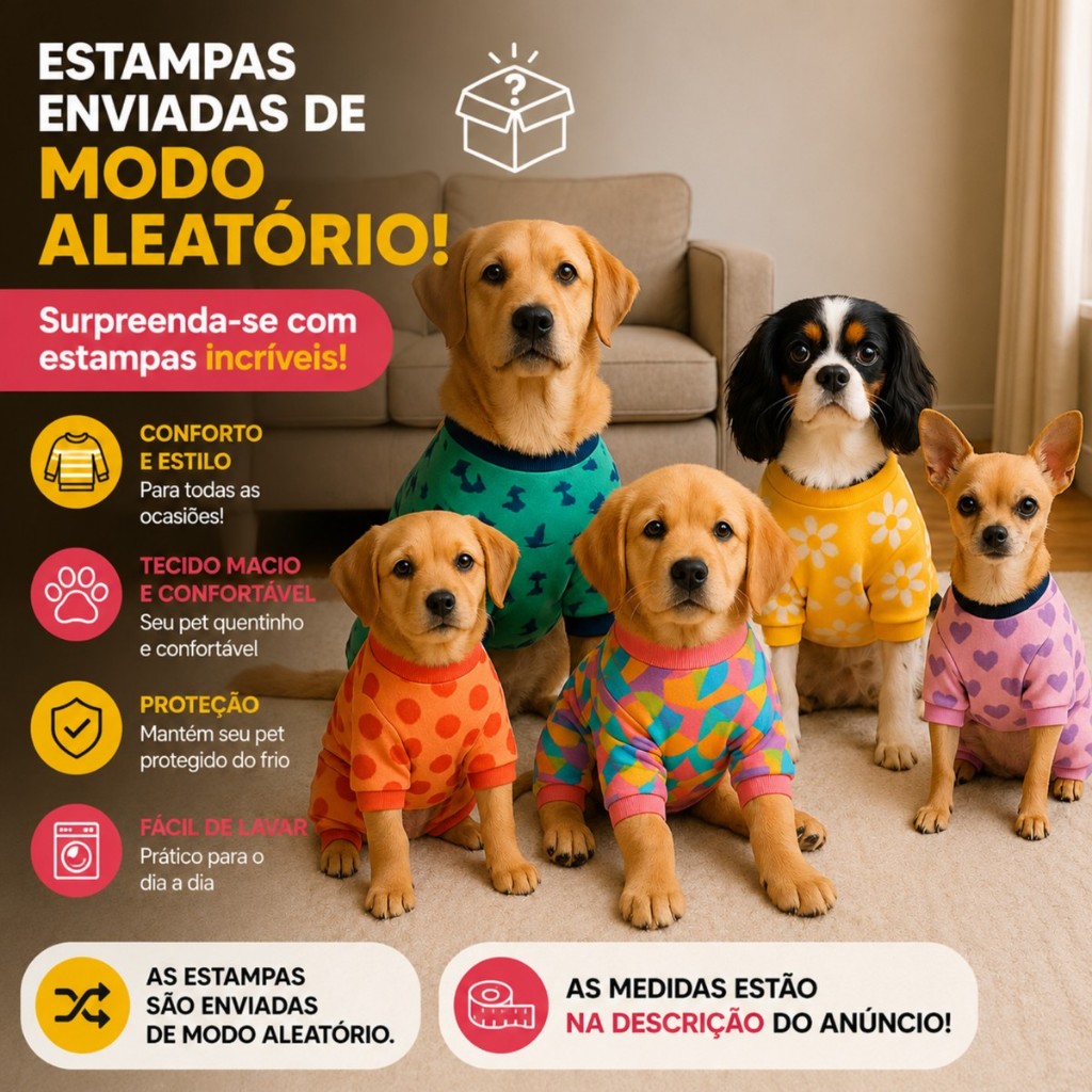 Roupa Pet Pijama para Cachorro e Gato Soft Estampado Lulika