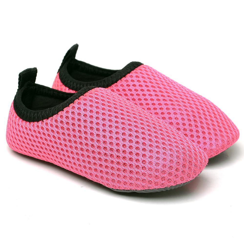 Sapatilha Antiderrapante Rosa  Neoprene Sapato Aquático De Criança Infantil Calce Fácil