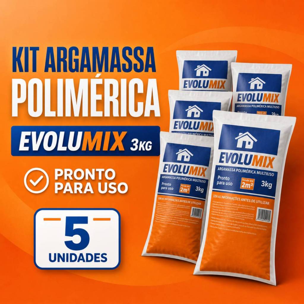 Argamassa Polimérica Evolumix 3kg Kit 5 Un Reduz Custos da Obra Alta Aderência Alto Rendimento
