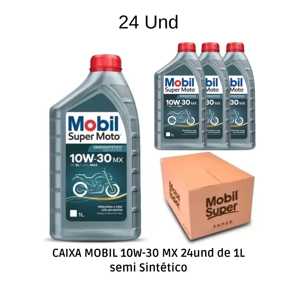 Óleo Mobil Super Moto 10W30 Original | Caixa fechada | 24 Litros | 24x1L
